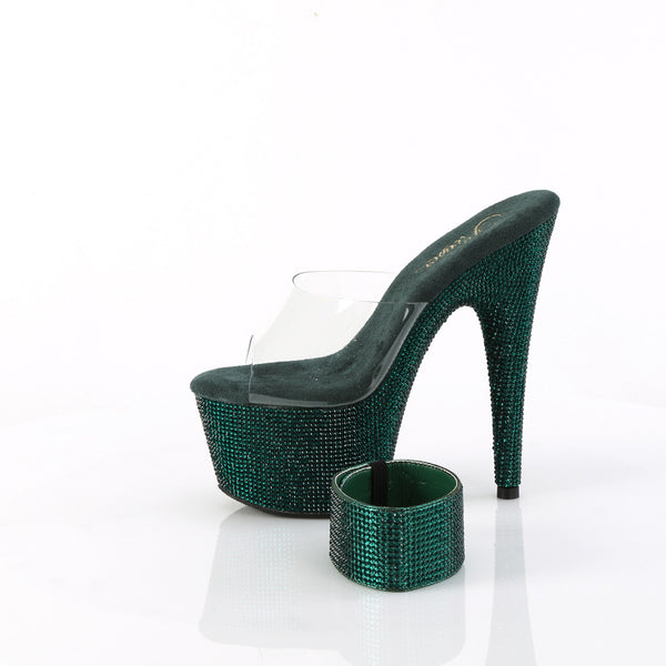 7" Heel, 2 3/4" Pf Rs Embellished Slide W/Matching Cuff Pleaser Pleaser BEJEWELED/712RS