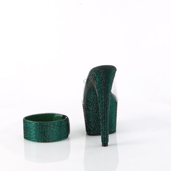 7" Heel, 2 3/4" Pf Rs Embellished Slide W/Matching Cuff Pleaser Pleaser BEJEWELED/712RS