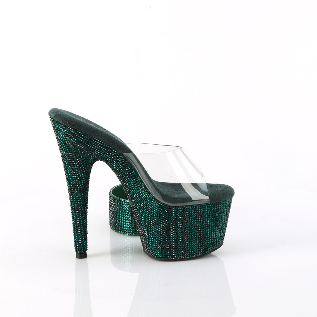 7" Heel, 2 3/4" Pf Rs Embellished Slide W/Matching Cuff Pleaser Pleaser BEJEWELED/712RS