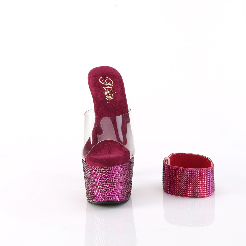 7" Heel, 2 3/4" Pf Rs Embellished Slide W/Matching Cuff Pleaser Pleaser BEJEWELED/712RS