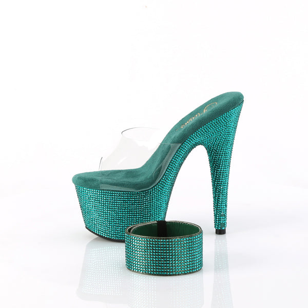 7" Heel, 2 3/4" Pf Rs Embellished Slide W/Matching Cuff Pleaser Pleaser BEJEWELED/712RS