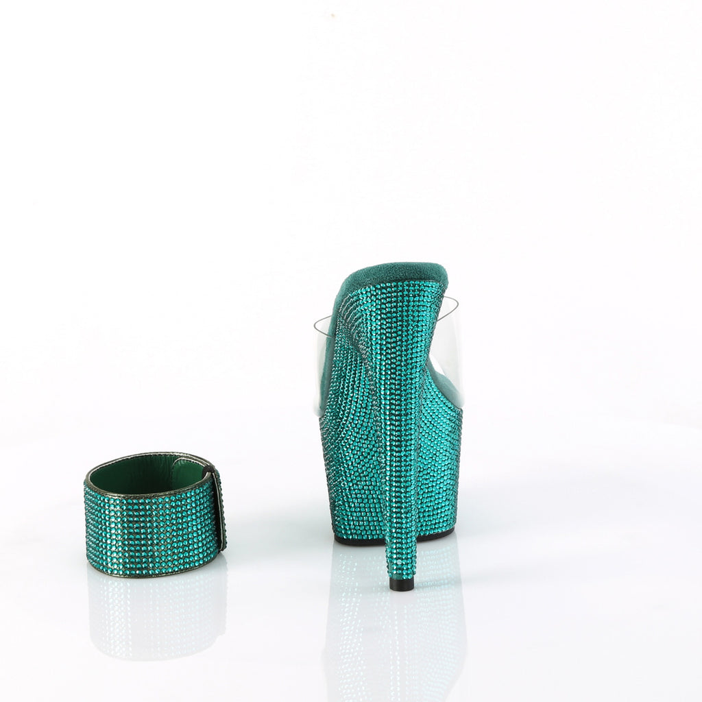 7" Heel, 2 3/4" Pf Rs Embellished Slide W/Matching Cuff Pleaser Pleaser BEJEWELED/712RS