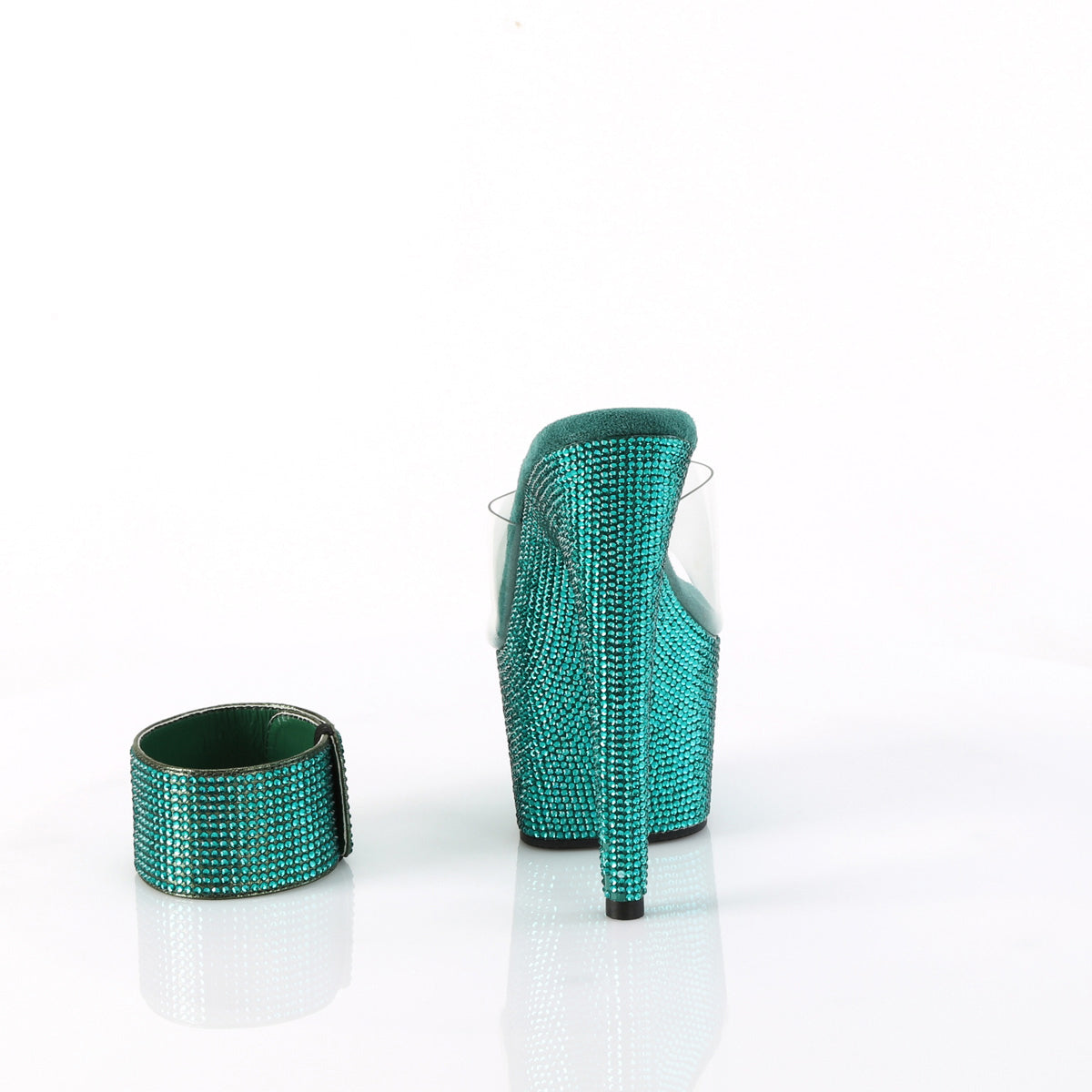 7" Heel, 2 3/4" Pf Rs Embellished Slide W/Matching Cuff Pleaser Pleaser BEJEWELED/712RS