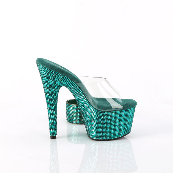 7" Heel, 2 3/4" Pf Rs Embellished Slide W/Matching Cuff Pleaser Pleaser BEJEWELED/712RS