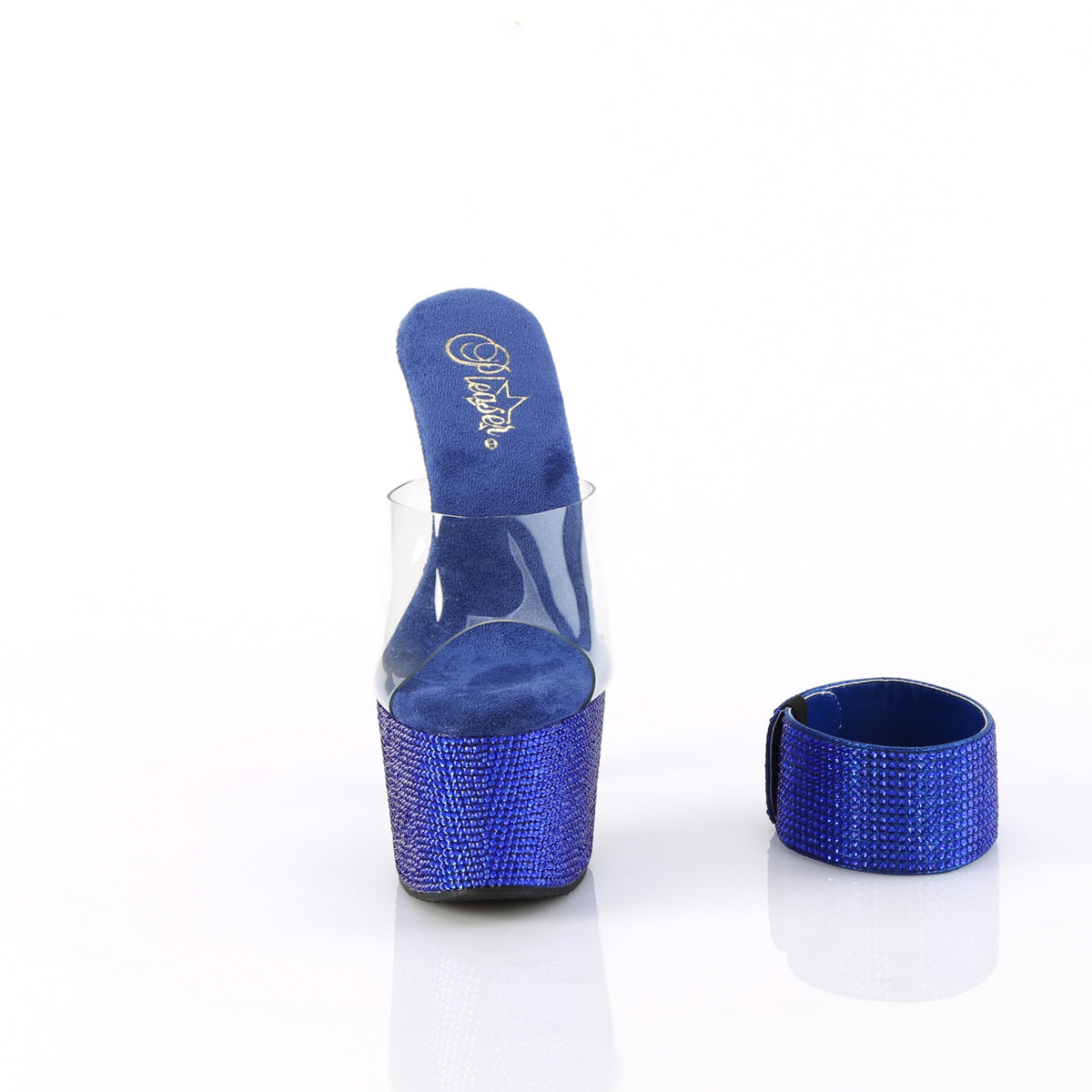 7" Heel, 2 3/4" Pf Rs Embellished Slide W/Matching Cuff Pleaser Pleaser BEJEWELED/712RS