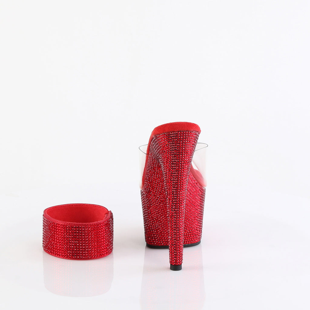 7" Heel, 2 3/4" Pf Rs Embellished Slide W/Matching Cuff Pleaser Pleaser BEJEWELED/712RS