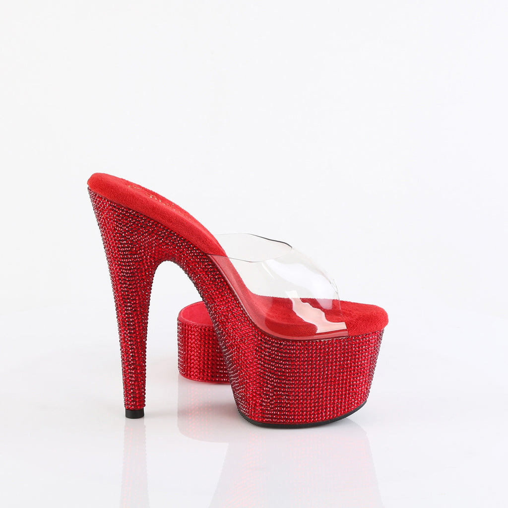7" Heel, 2 3/4" Pf Rs Embellished Slide W/Matching Cuff Pleaser Pleaser BEJEWELED/712RS