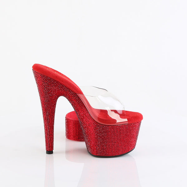 7" Heel, 2 3/4" Pf Rs Embellished Slide W/Matching Cuff Pleaser Pleaser BEJEWELED/712RS