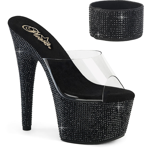 7" Heel, 2 3/4" Pf Rs Embellished Slide W/Matching Cuff Pleaser Pleaser BEJEWELED/712RS