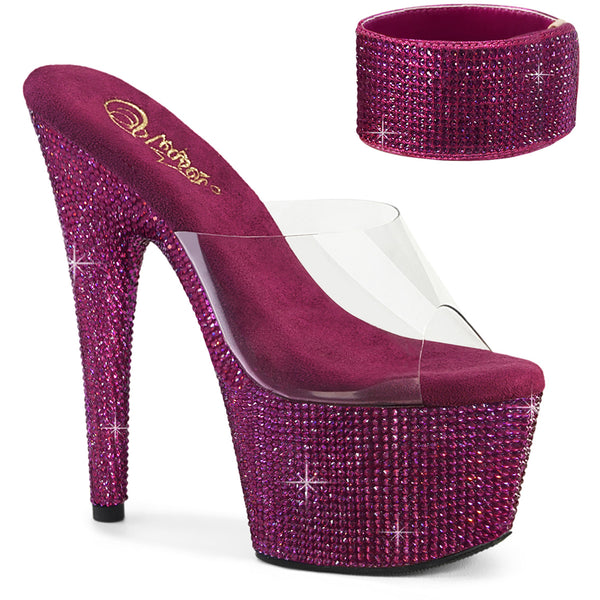 7" Heel, 2 3/4" Pf Rs Embellished Slide W/Matching Cuff Pleaser Pleaser BEJEWELED/712RS