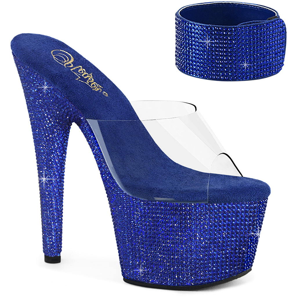 7" Heel, 2 3/4" Pf Rs Embellished Slide W/Matching Cuff Pleaser Pleaser BEJEWELED/712RS