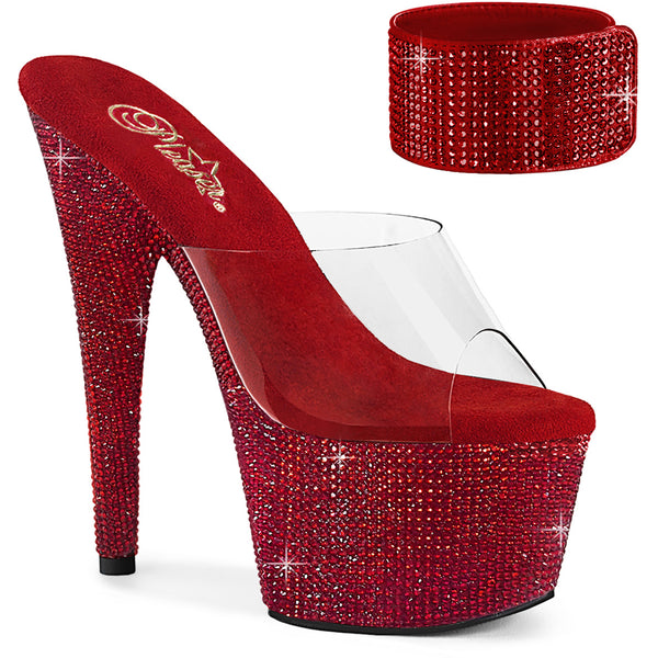 7" Heel, 2 3/4" Pf Rs Embellished Slide W/Matching Cuff Pleaser Pleaser BEJEWELED/712RS