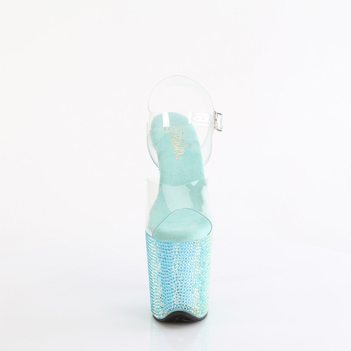 8" Heel, 4" Pf Ankle Strap Sandal W/ Resin Rs Pleaser Pleaser BEJEWELED/808RRS