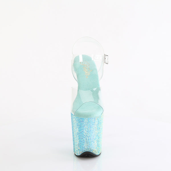 8" Heel, 4" Pf Ankle Strap Sandal W/ Resin Rs Pleaser Pleaser BEJEWELED/808RRS