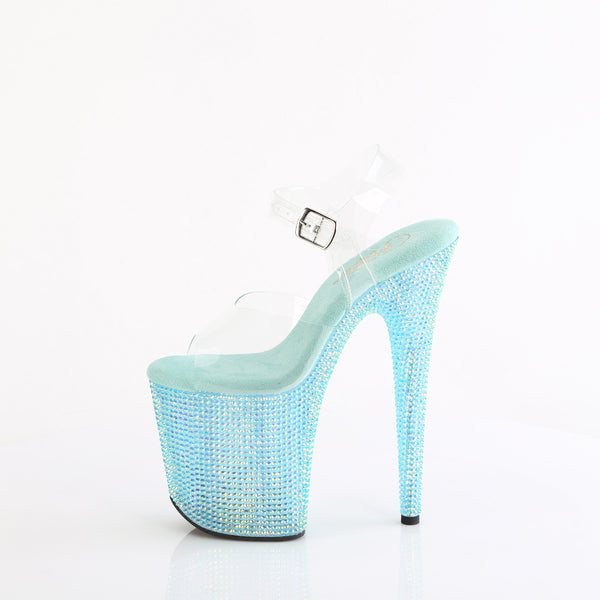 8" Heel, 4" Pf Ankle Strap Sandal W/ Resin Rs Pleaser Pleaser BEJEWELED/808RRS