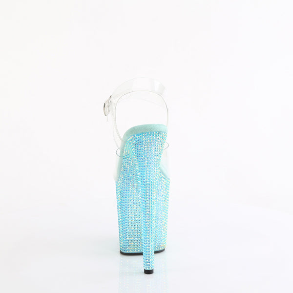 8" Heel, 4" Pf Ankle Strap Sandal W/ Resin Rs Pleaser Pleaser BEJEWELED/808RRS