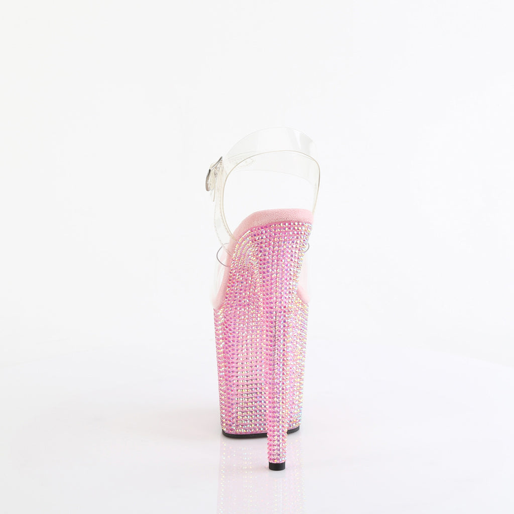 8" Heel, 4" Pf Ankle Strap Sandal W/ Resin Rs Pleaser Pleaser BEJEWELED/808RRS