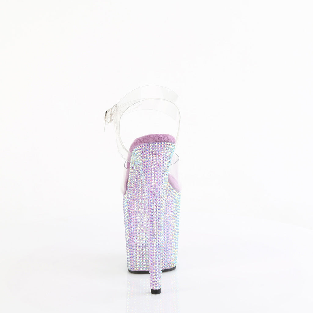 8" Heel, 4" Pf Ankle Strap Sandal W/ Resin Rs Pleaser Pleaser BEJEWELED/808RRS
