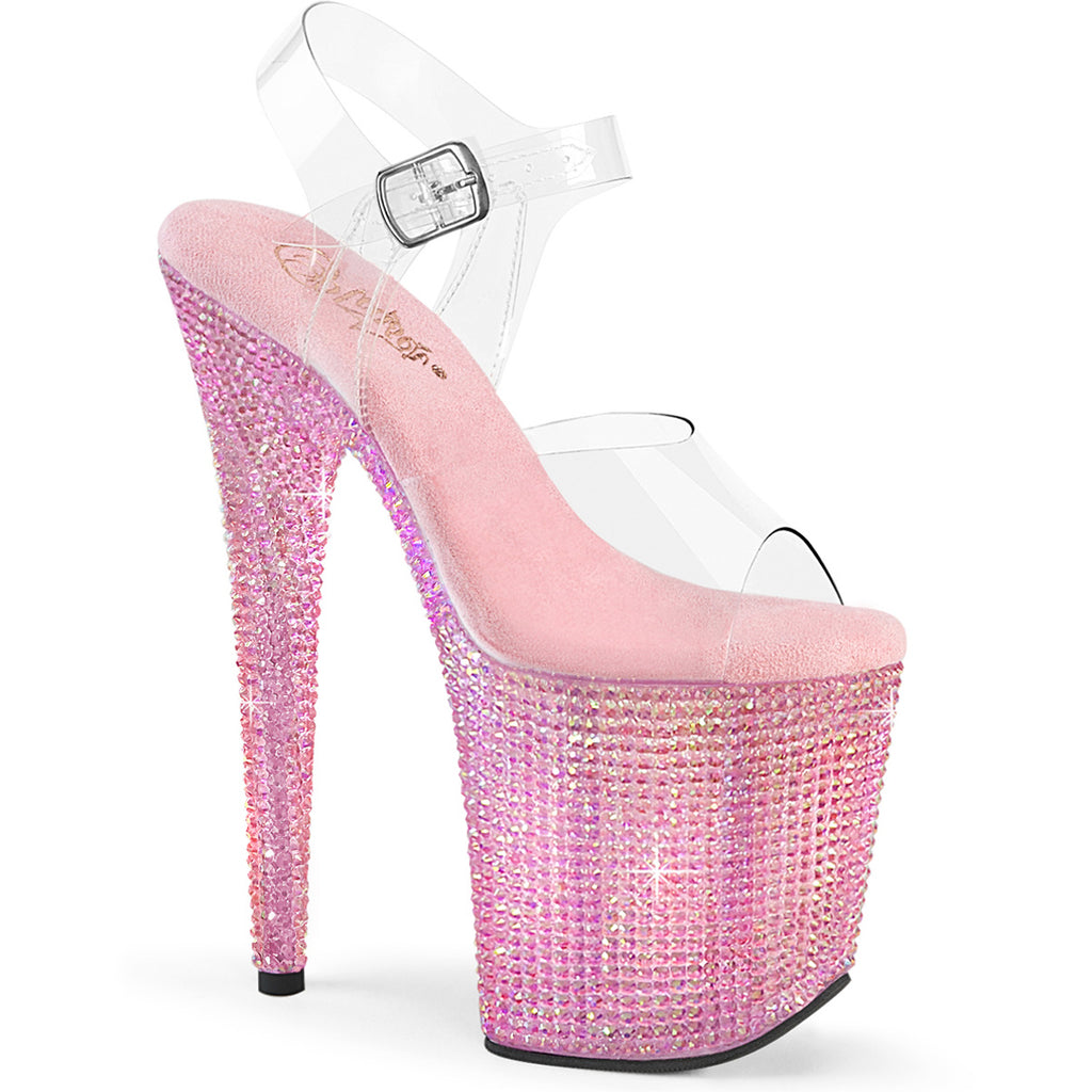 8" Heel, 4" Pf Ankle Strap Sandal W/ Resin Rs Pleaser Pleaser BEJEWELED/808RRS