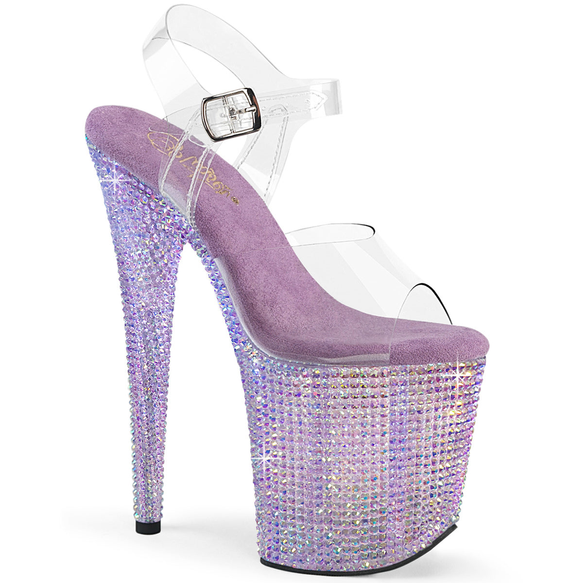 8" Heel, 4" Pf Ankle Strap Sandal W/ Resin Rs Pleaser Pleaser BEJEWELED/808RRS