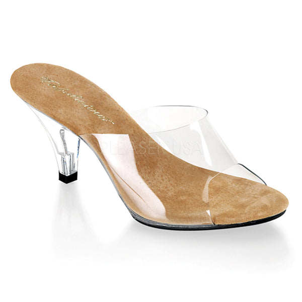 Sexy Open Toe Clear Upper Slip On Slippers Mules High Heels Shoes Pleaser Fabulicious BELLE/301