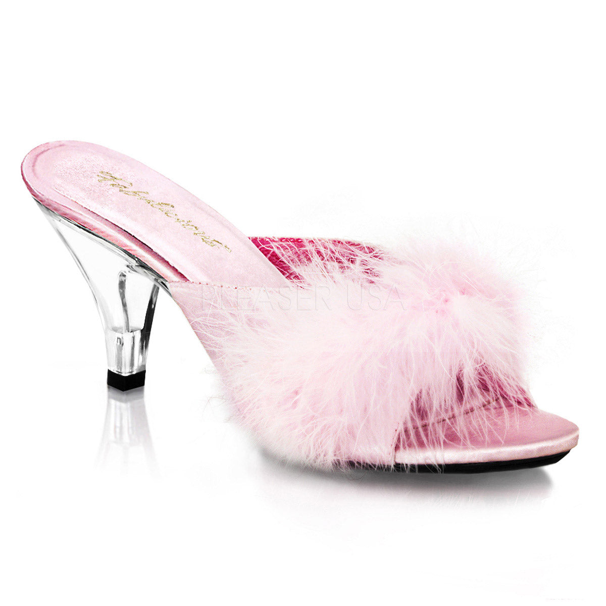 Dancer Diva Fur Lined Upper Slip On Open Toe Mules High Heels Shoes Pleaser Fabulicious BELLE/301F Main image