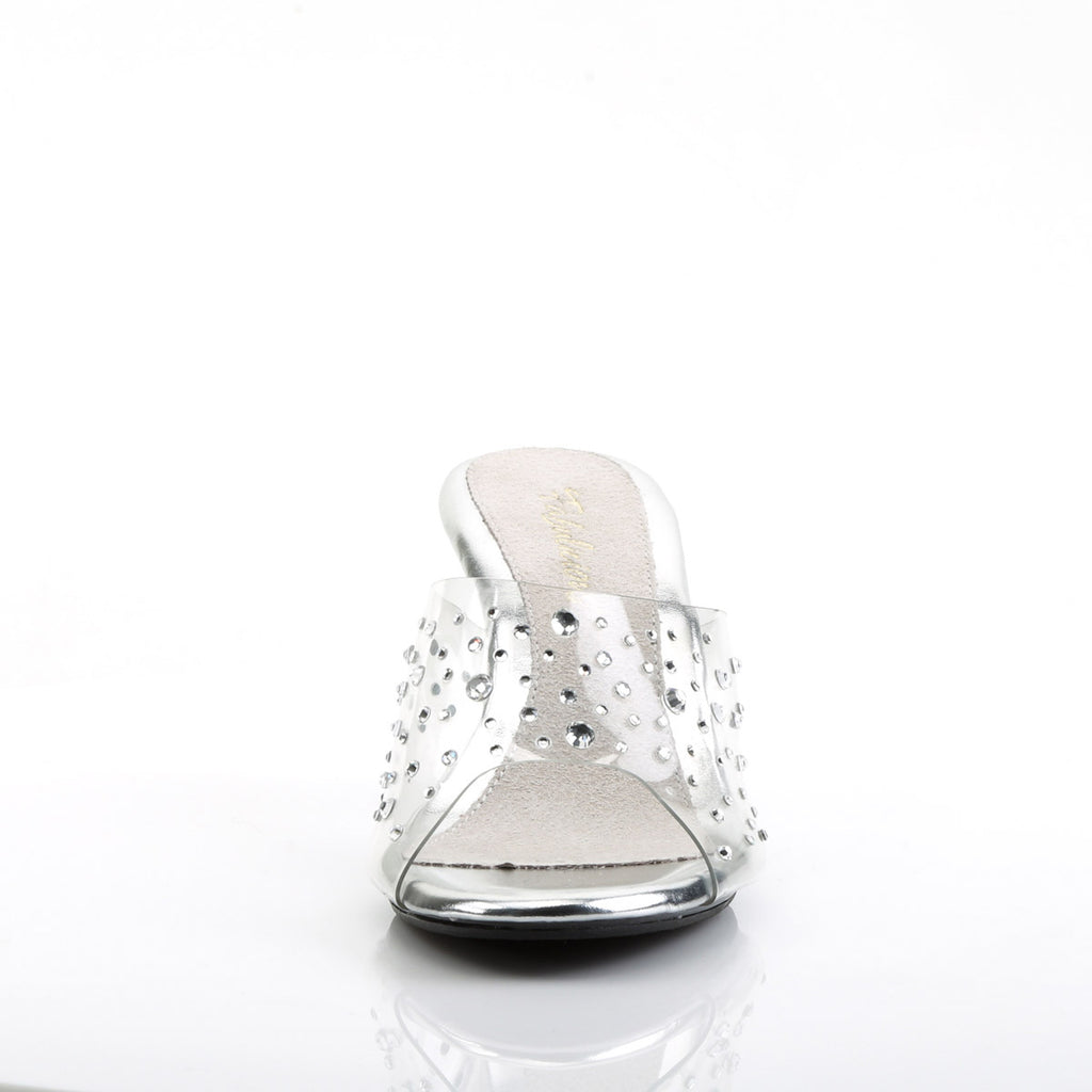 Cute Fancy Rhinestone Upper Open Toe Slip On Mules High Heels Shoes Pleaser Fabulicious BELLE/301RS