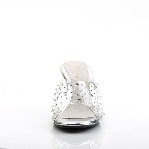 Cute Fancy Rhinestone Upper Open Toe Slip On Mules High Heels Shoes Pleaser Fabulicious BELLE/301RS