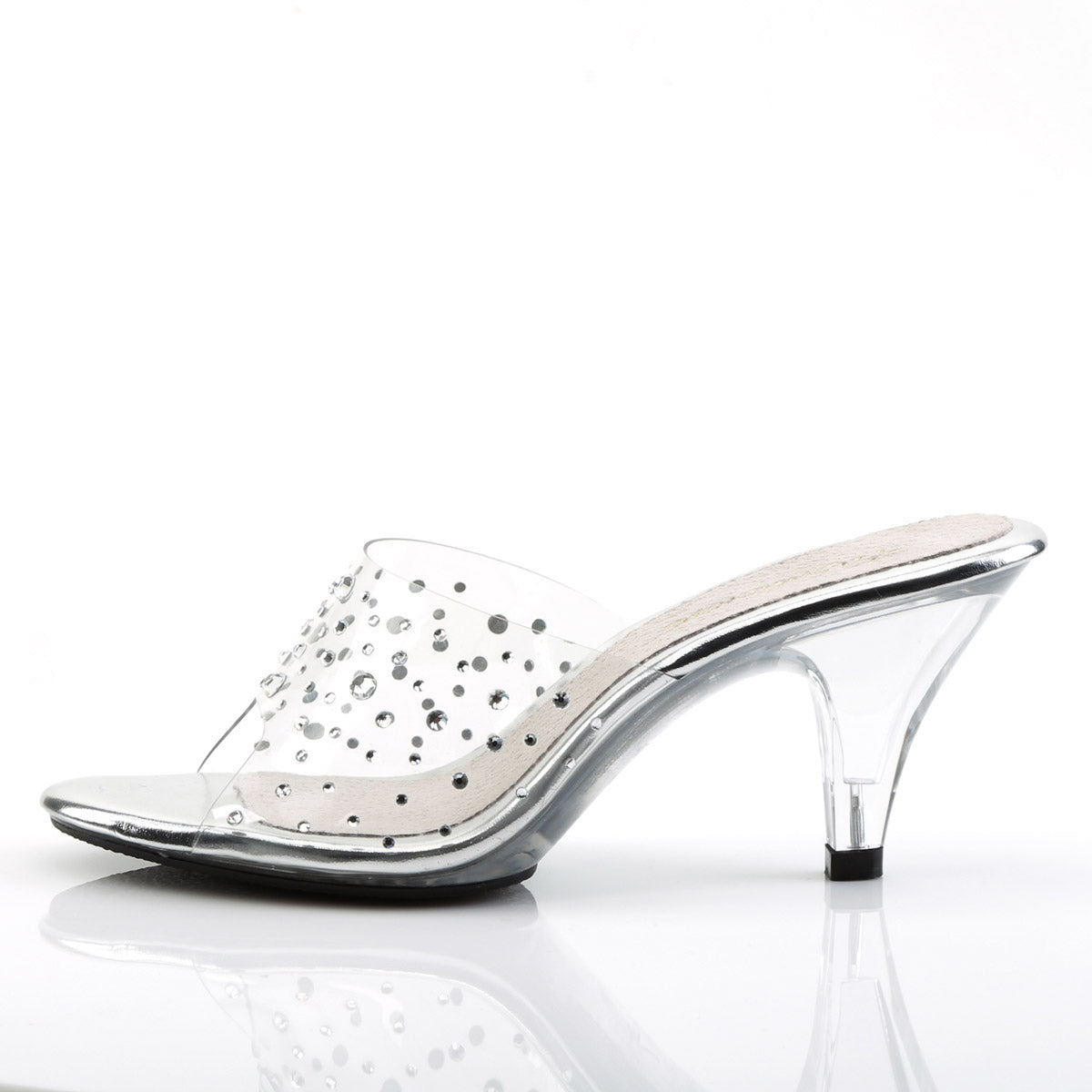 Cute Fancy Rhinestone Upper Open Toe Slip On Mules High Heels Shoes Pleaser Fabulicious BELLE/301RS