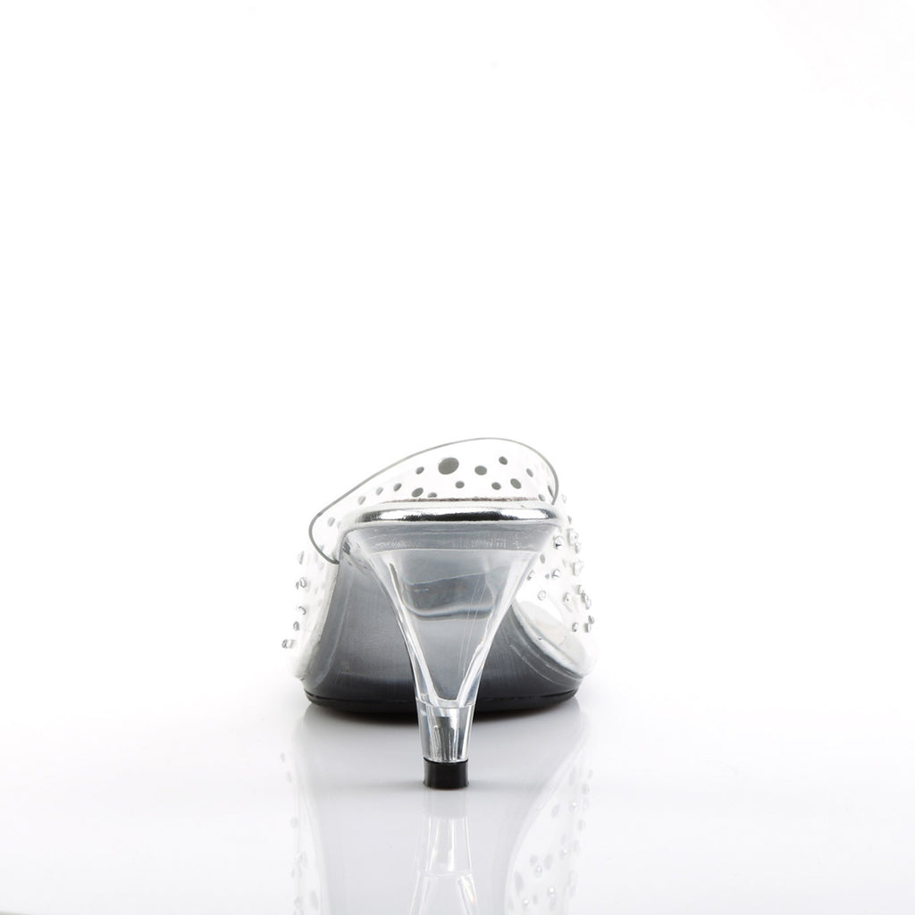 Cute Fancy Rhinestone Upper Open Toe Slip On Mules High Heels Shoes Pleaser Fabulicious BELLE/301RS