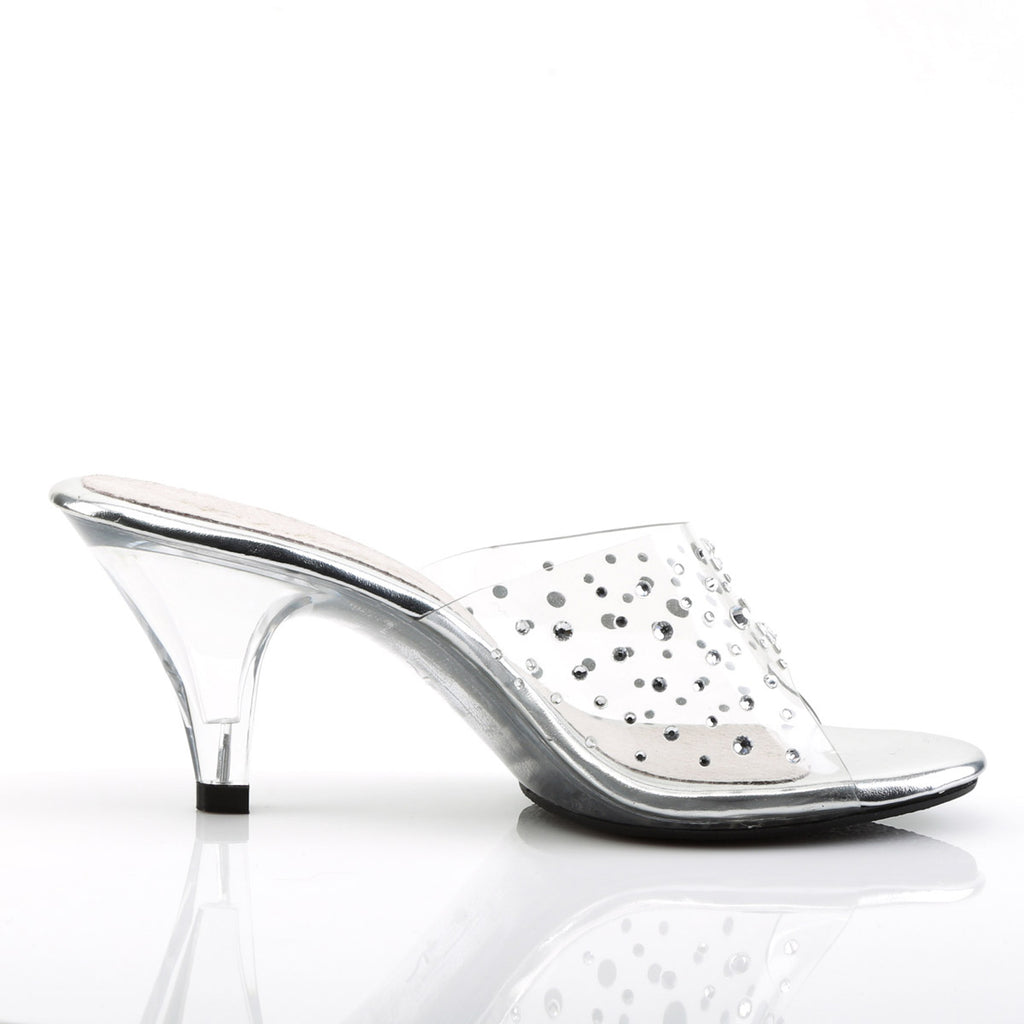 Cute Fancy Rhinestone Upper Open Toe Slip On Mules High Heels Shoes Pleaser Fabulicious BELLE/301RS