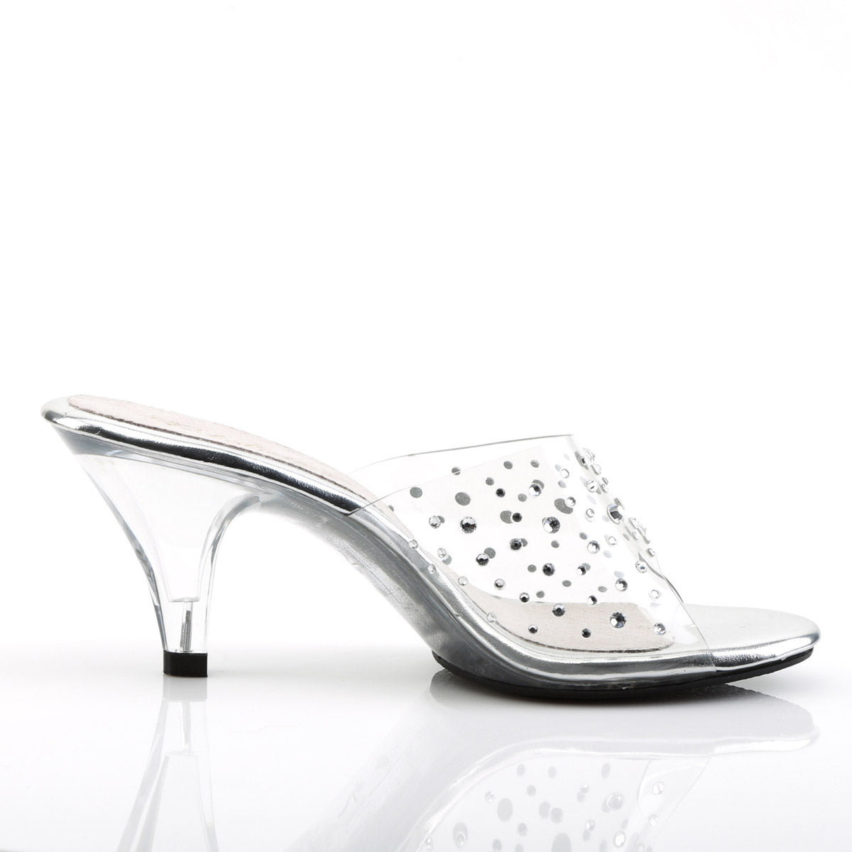 Cute Fancy Rhinestone Upper Open Toe Slip On Mules High Heels Shoes Pleaser Fabulicious BELLE/301RS