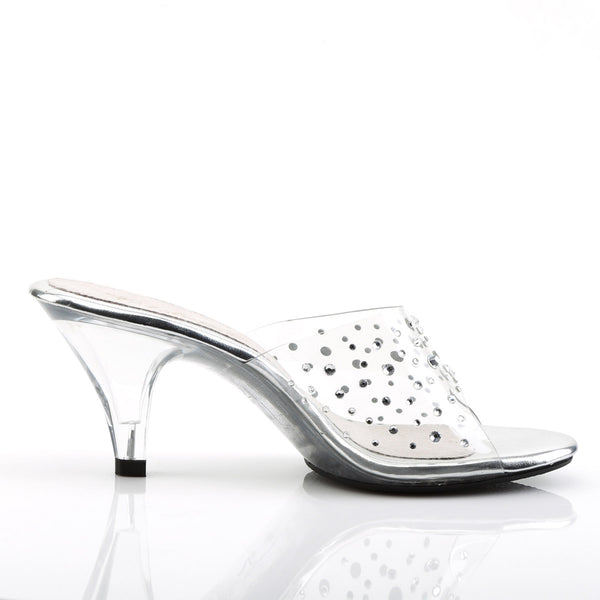 Cute Fancy Rhinestone Upper Open Toe Slip On Mules High Heels Shoes Pleaser Fabulicious BELLE/301RS