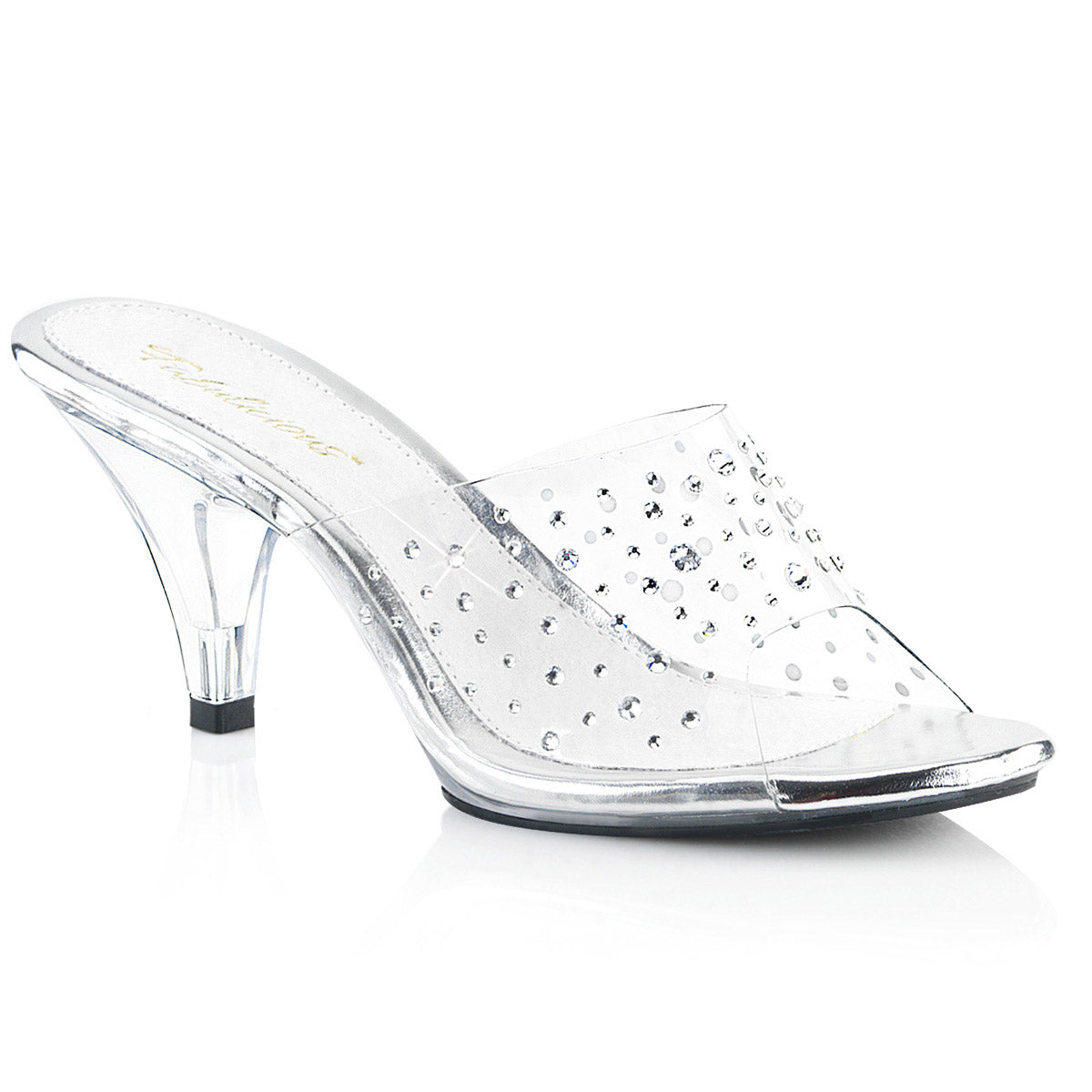 Cute Fancy Rhinestone Upper Open Toe Slip On Mules High Heels Shoes Pleaser Fabulicious BELLE/301RS Main image