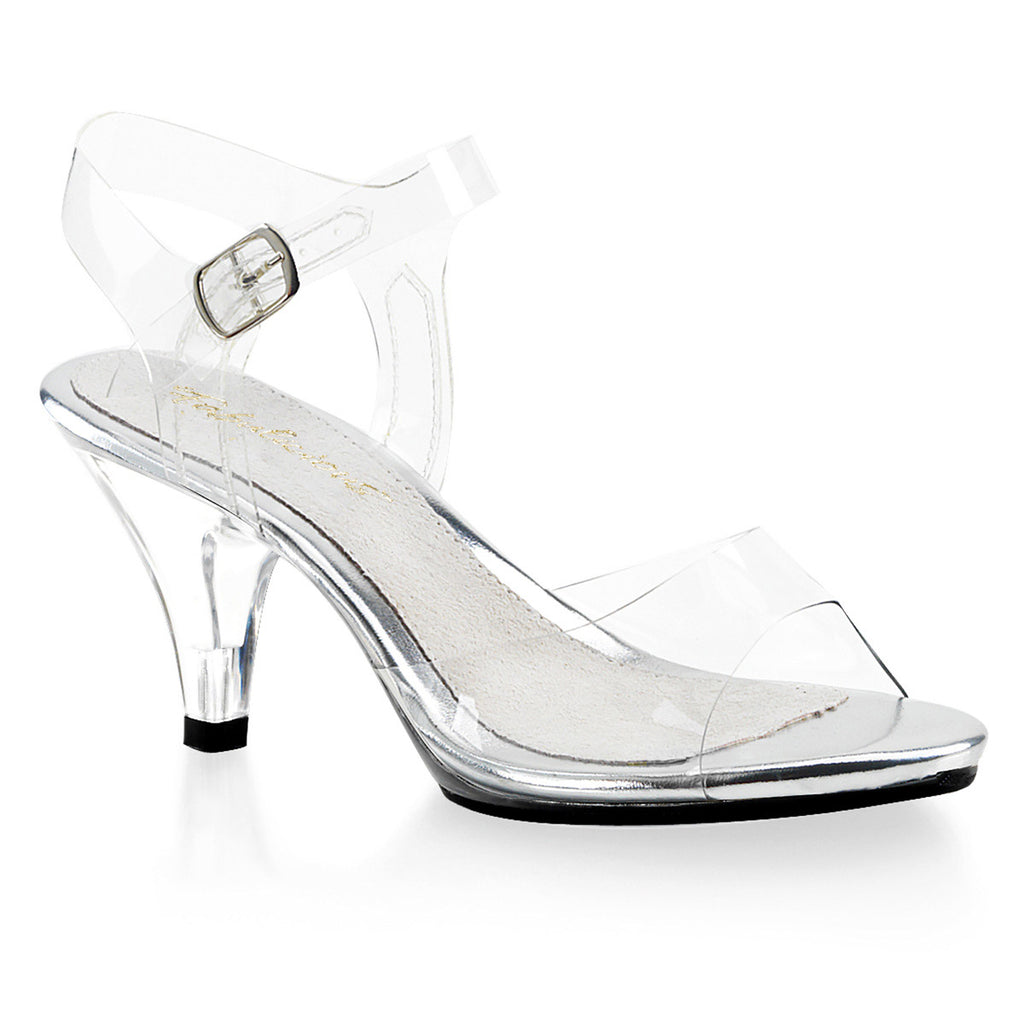 Sexy Casual Clear Upper Open Toe Sandal Ankle Strap High Heels Shoes Pleaser Fabulicious BELLE/308