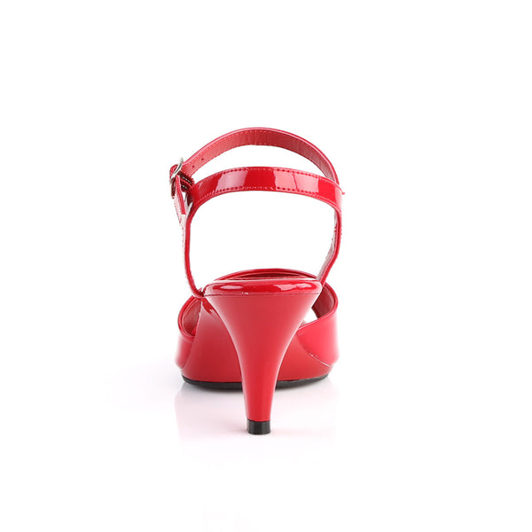 3" Heel, 1/8" PF Ankle Strap Sandal Red Pat/Red Pleaser Fabulicious BELLE/309