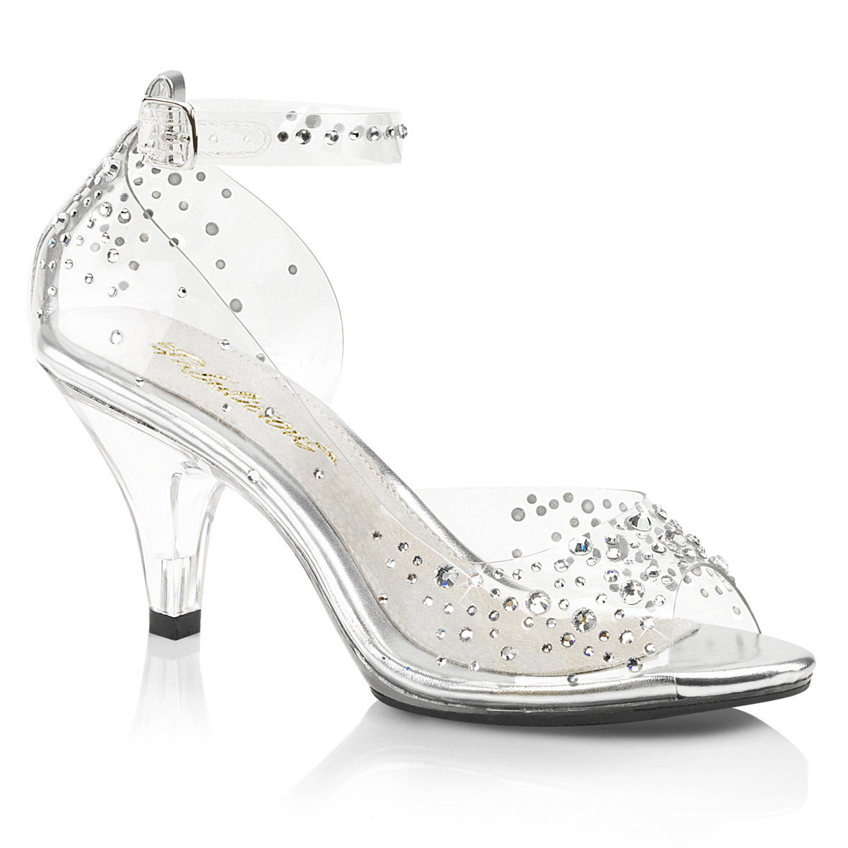 3" Heel, 1/8" PF Ankle Strap Sandal W/ RS Clr/Clr Pleaser Fabulicious BELLE/330RS Main image