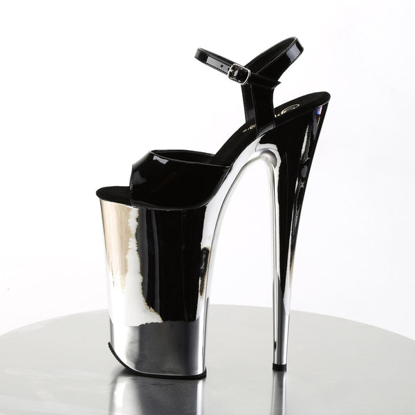 10" Heel, 6 1/4" Silver Chrome PF Ankle Strap Sandal Pleaser Pleaser BEYOND/009