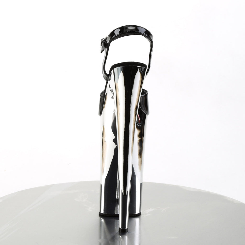 10" Heel, 6 1/4" Silver Chrome PF Ankle Strap Sandal Pleaser Pleaser BEYOND/009