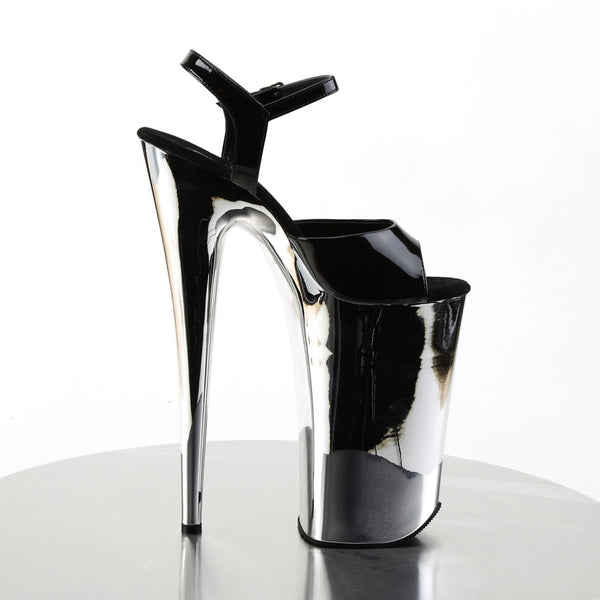 10" Heel, 6 1/4" Silver Chrome PF Ankle Strap Sandal Pleaser Pleaser BEYOND/009