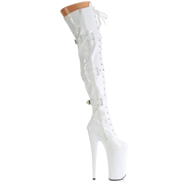 10" Heel, 6 1/4" Pf Buckled Lace Up Thigh Boot, Side Zip Pleaser Pleaser BEYOND/3028