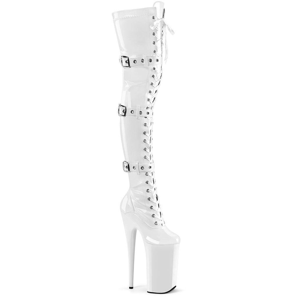 10" Heel, 6 1/4" Pf Buckled Lace Up Thigh Boot, Side Zip Pleaser Pleaser BEYOND/3028