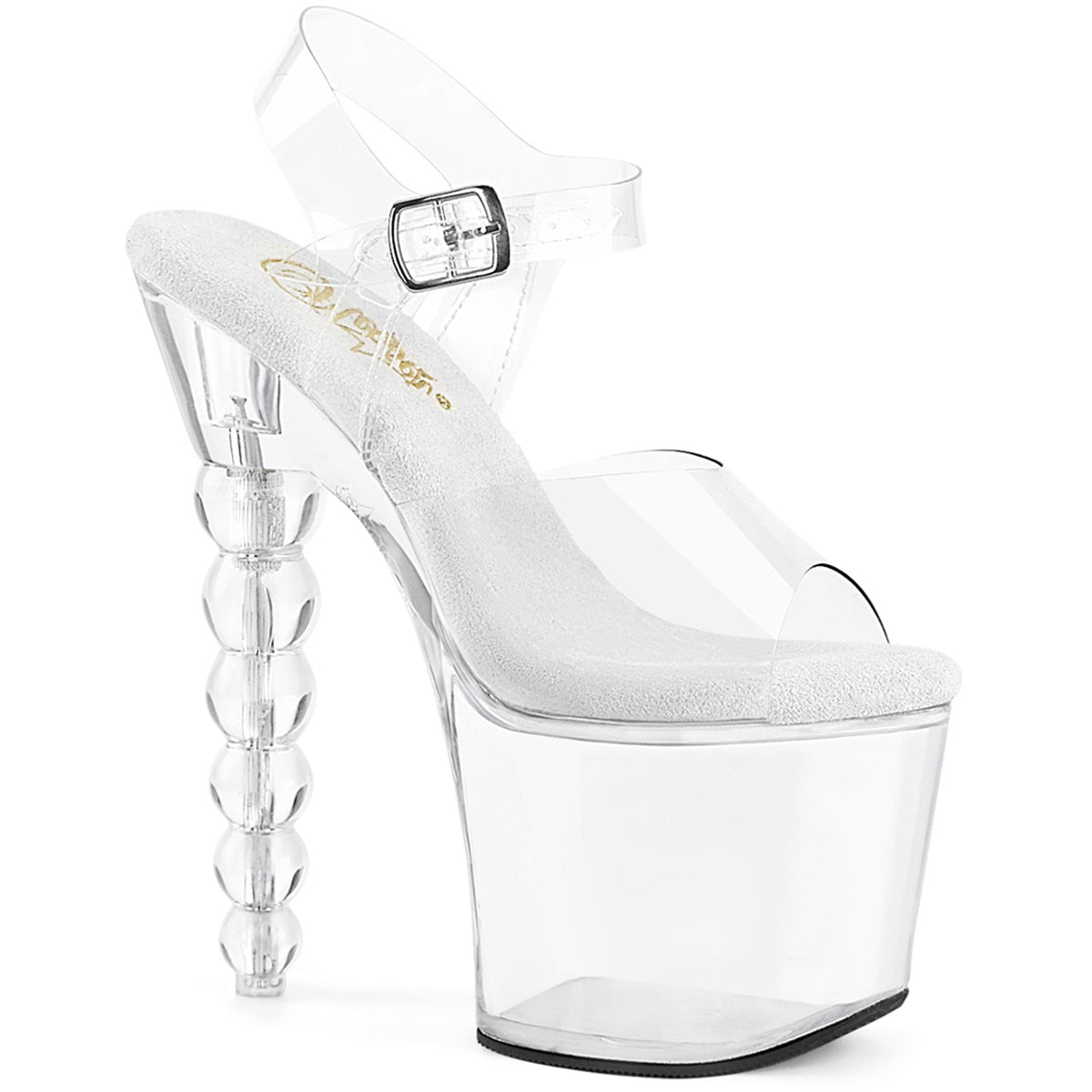 7" Beaded Heel, 3 1/4 Platform Ankle Strap Sandal Pleaser Pleaser BLISS/708