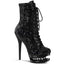 6" Heel, 1 1/2" Pf Lace-up Sequined Ankle Boot, Side Zip Pleaser Pleaser BL/R1020/BSQ/M