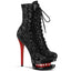 6" Heel, 1 1/2" Pf Two Tone Lace-up Sequined Ankle Boot Pleaser Pleaser BL/R1020/BSQ/B/R