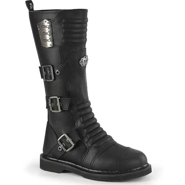 1 1/4" Heel 20 Eyelet Knee High Combat Boot, Side Zip Pleaser Demonia BOLT/405