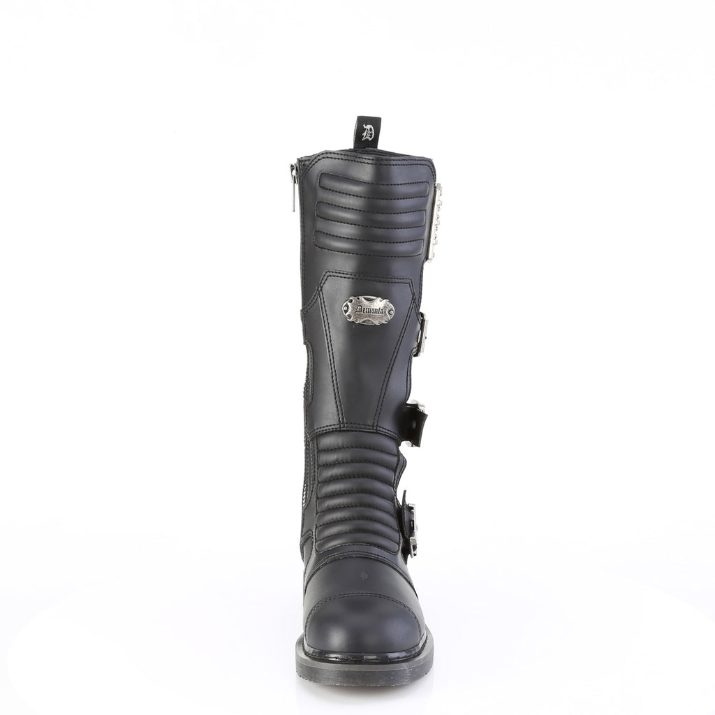 1 1/4" Heel 20 Eyelet Knee High Combat Boot, Side Zip Pleaser Demonia BOLT/405