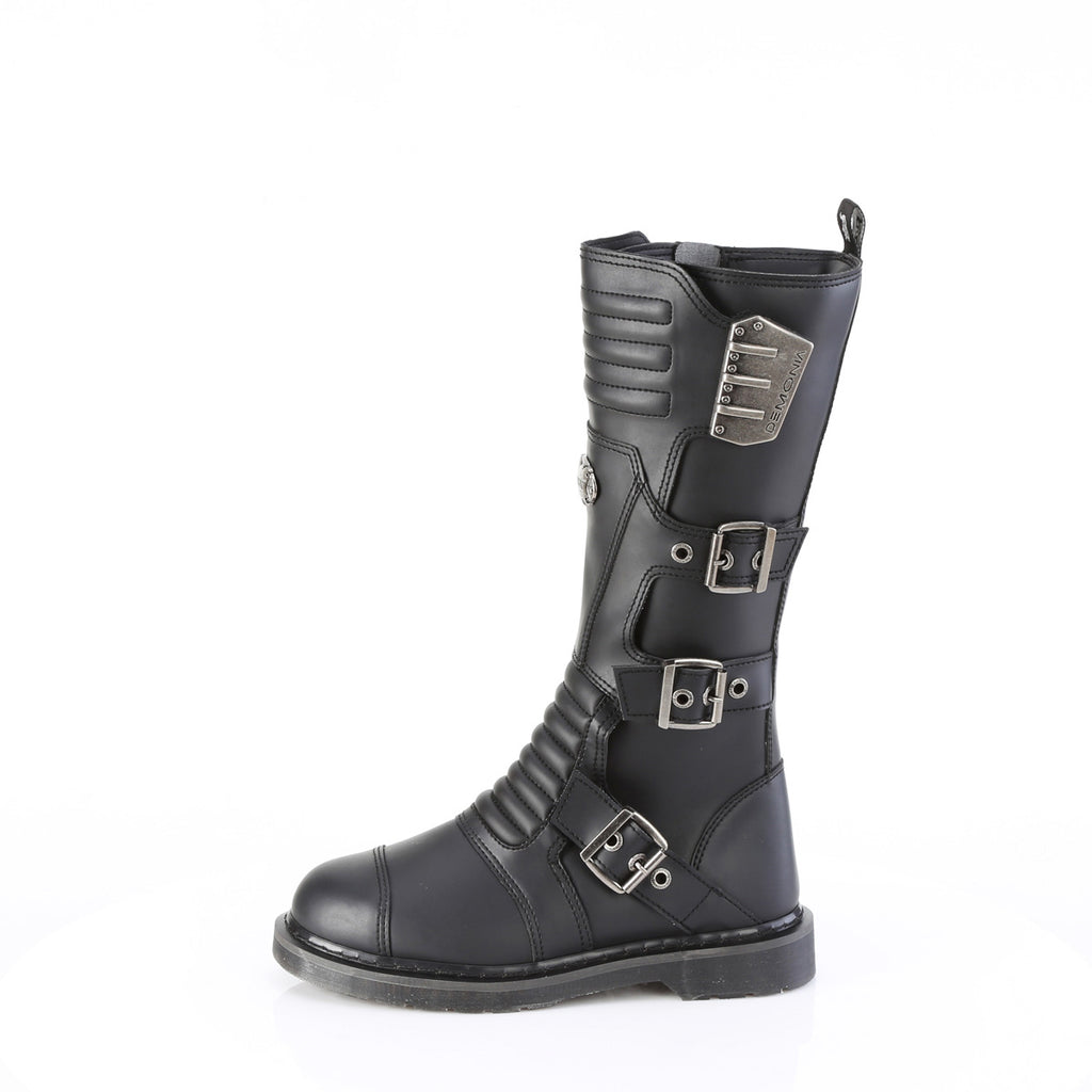 1 1/4" Heel 20 Eyelet Knee High Combat Boot, Side Zip Pleaser Demonia BOLT/405