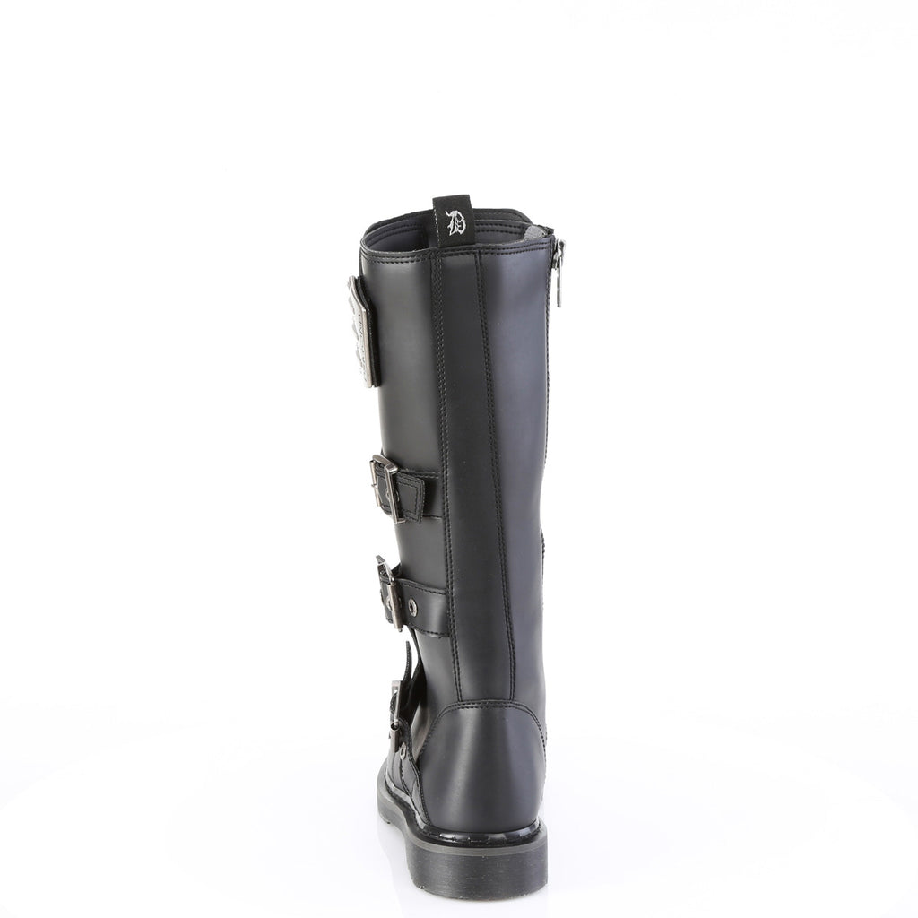 1 1/4" Heel 20 Eyelet Knee High Combat Boot, Side Zip Pleaser Demonia BOLT/405