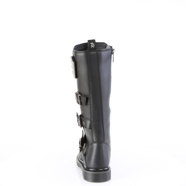 1 1/4" Heel 20 Eyelet Knee High Combat Boot, Side Zip Pleaser Demonia BOLT/405
